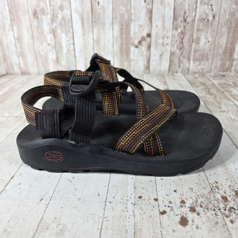 Chaco Z/Cloud Women 9 Black Orange Double Strap Sport Sandals Hiking Shoes